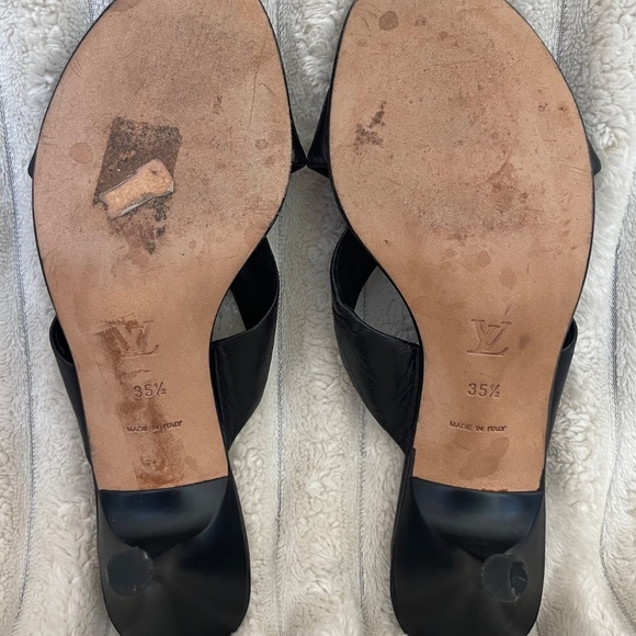 LOUIS VUITTON LEATHER CROSS SLIDES RARE VINTAGE 00’s - Picture 2 of 2